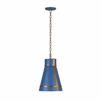 Varaluz - 536M01FBBRZ - One Light Pendant - Brasserie - French Blue/Heritage Bronze