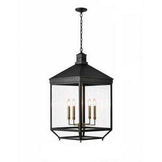 Varaluz - 547P04LAZNCATB - Four Light Pendant - Midnight Manor - Blackened Zinc/Antique Bronze