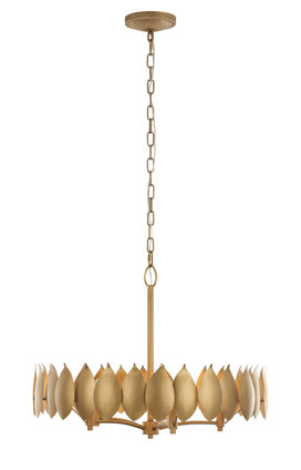 Varaluz - 560C05BK - Five Light Pendant - Petal Reign - Brass Kisser