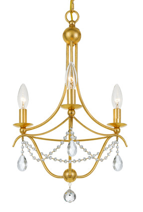 Crystorama - 413-GA-CL-MWP - Three Light Mini Chandelier - Metro - Antique Gold