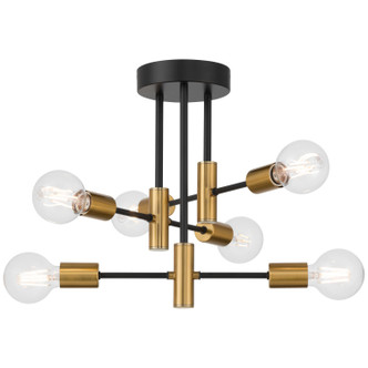 Access - 63040-BWA - Six Light Semi Flush Mount - Sean - Black w/Antique Brushed Brass
