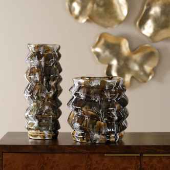 Uttermost - 18394 - Vases S/2 - Cuoco - Browns Creams And Deep Char Tones