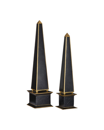 Currey and Company - 1200-1129 - Obelisk Set of 2 - Daphne - Black / Gold