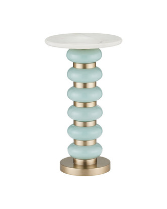 Currey and Company - 4000-0281 - Drinks Table - Lambent - Turquoise / Brushed Brass / Natural