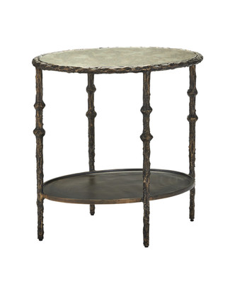 Currey and Company - 4000-0284 - Side Table - Spalzato - Aged Brass / Antique Glass