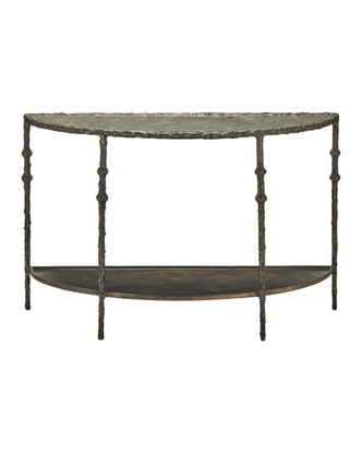 Currey and Company - 4000-0285 - Console Table - Spalzato - Aged Brass / Antique Glass