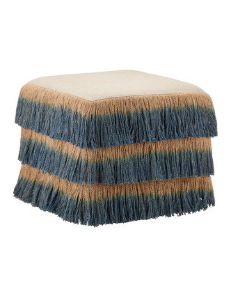 Currey and Company - 7000-1322 - Ottoman - Jute - Indigo / Beige