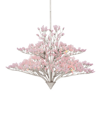 Currey and Company - 9000-1427 - 12 Light Chandelier - Fiorella - Pink / Contemporary Silver Leaf