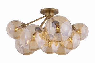Troy Lighting - C1048-PBR - Nine Light Semi Flush Mount - Santee - Patina Brass