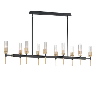 Maxim - 16119CLBKAB - Ten Light Linear Pendant - Flambeau - Black / Antique Brass