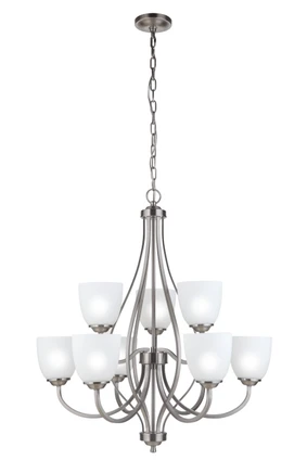 Serene Nine Light Chandelier (49929-BNK-WG)
