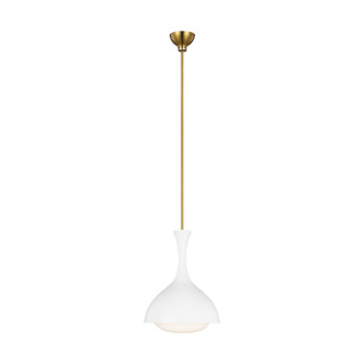Visual Comfort Studio - AEP1011BBSMWT - One Light Pendant - Lucerne - Matte White and Burnished Brass