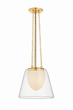 Hudson Valley - 3213-AGB - One Light Pendant - Pine Bush - Aged Brass