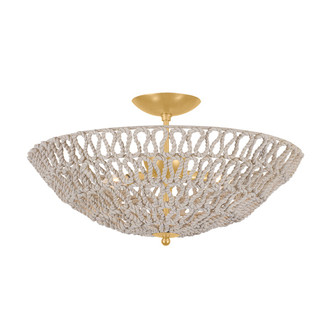 Hudson Valley - 5425-VGL - Three Light Semi Flush Mount - Pleasant Plains - Vintage Gold Leaf