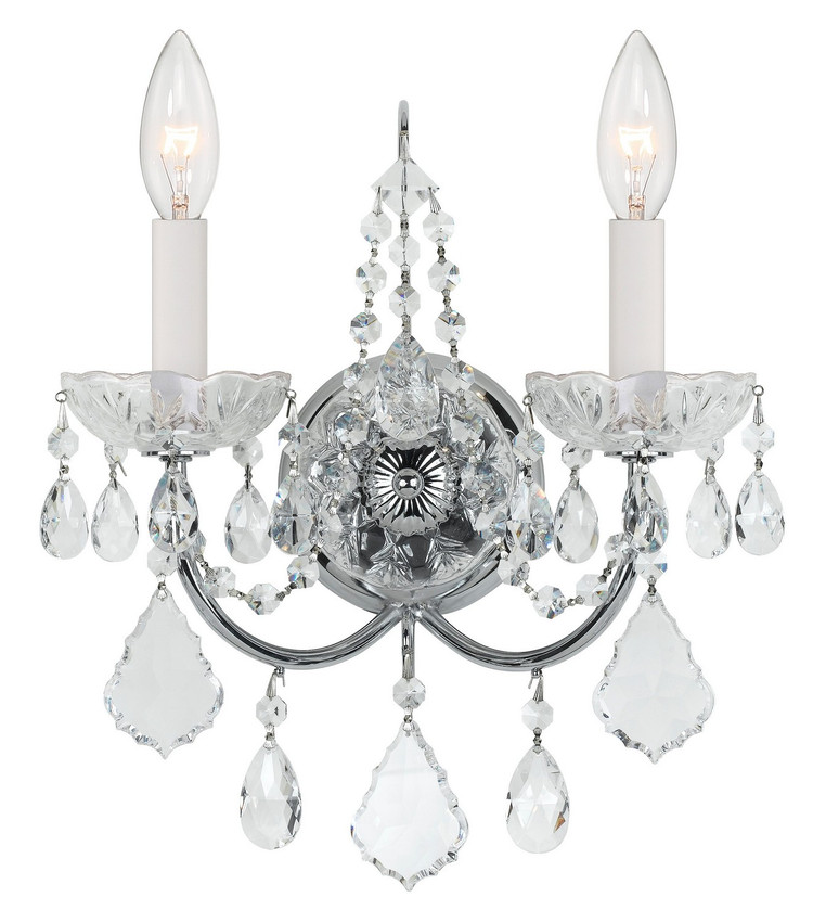Crystorama - 3222-CH-CL-MWP - Two Light Wall Sconce - Imperial - Polished Chrome