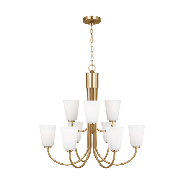 Generation Lighting - GLC1139SB - Nine Light Chandelier - Miles - Satin Brass