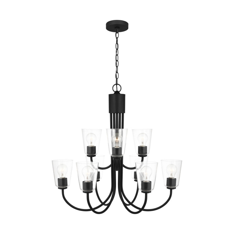 Generation Lighting - GLC1169MBK - Nine Light Chandelier - Miles - Midnight Black