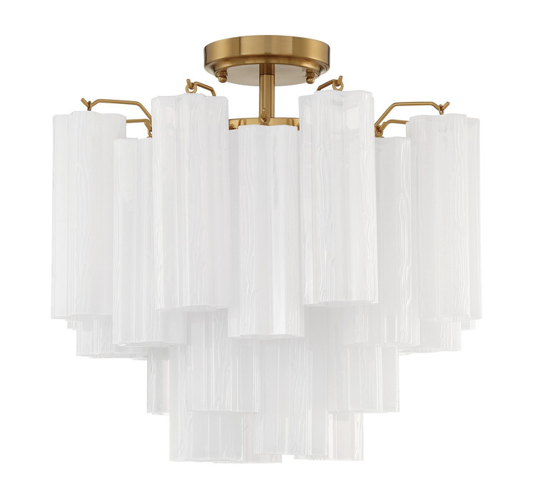 Crystorama - ADD-300-AG-WH_CEILING - Four Light Semi Flush Mount - Addis - Aged Brass
