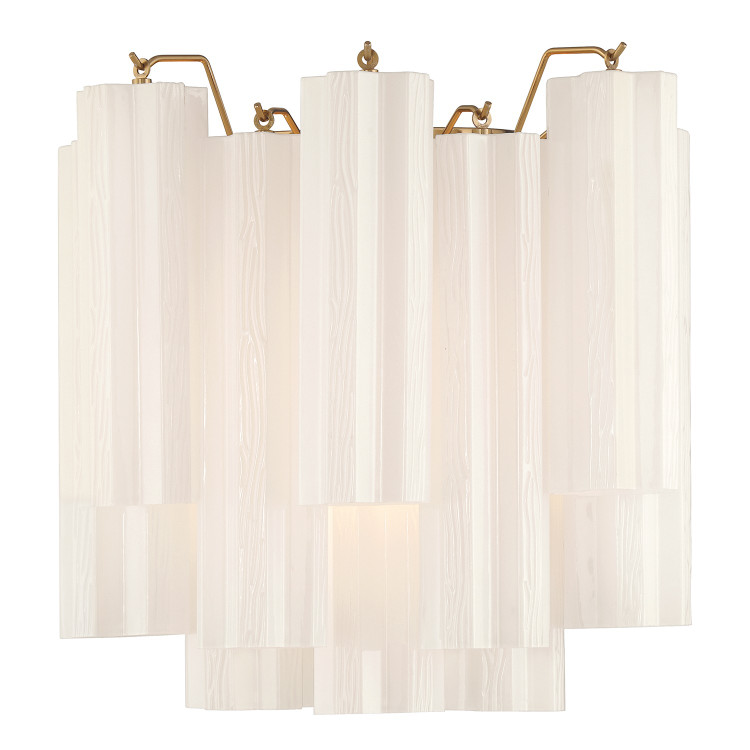 Crystorama - ADD-303-AG-WH - Two Light Wall Sconce - Addis - Aged Brass