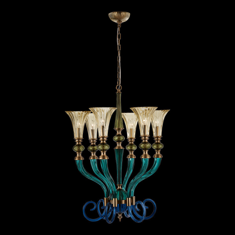 Allegri - 043670-044-GLMULTI - Six Light Chandelier - Tinta - Winter Brass