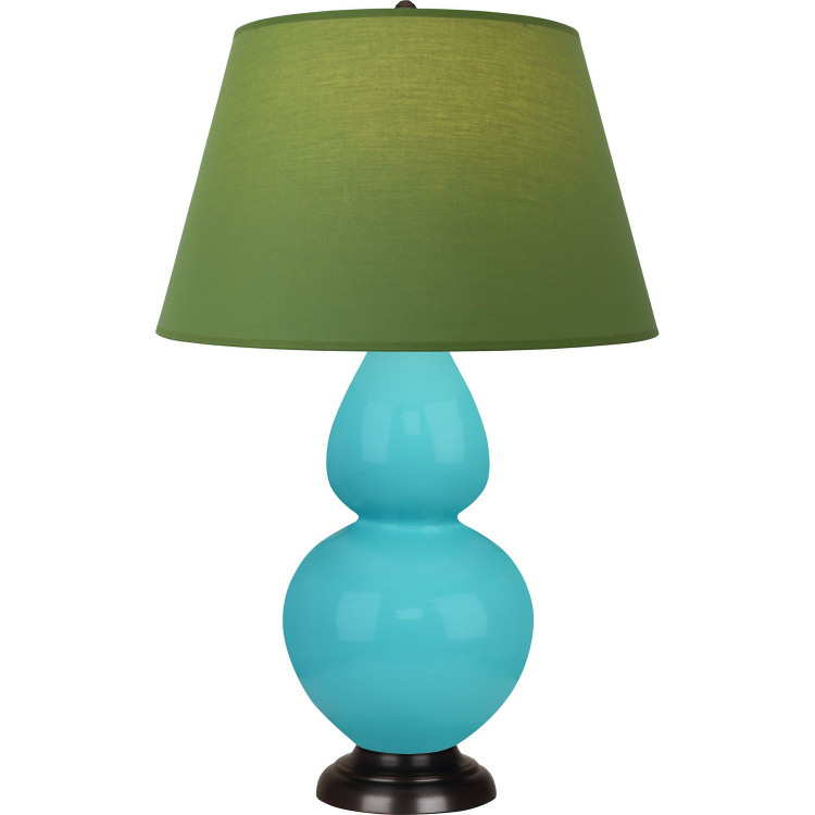 Robert Abbey - EB21G - One Light Table Lamp - Double Gourd - Egg Blue Glazed Ceramic w/Deep Patina Bronze