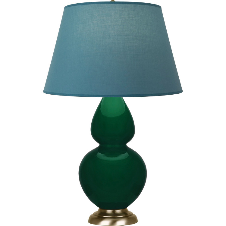 Robert Abbey - JU20B - One Light Table Lamp - Double Gourd - Jungle Glazed Ceramic w/Antique Natural Brass