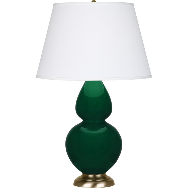 Robert Abbey - JU20X - One Light Table Lamp - Double Gourd - Jungle Glazed Ceramic w/Antique Natural Brass