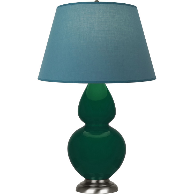 Robert Abbey - JU22B - One Light Table Lamp - Double Gourd - Jungle Glazed Ceramic w/Antique Silver