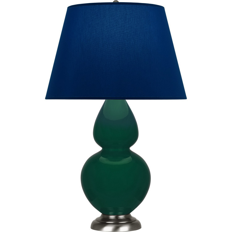 Robert Abbey - JU22N - One Light Table Lamp - Double Gourd - Jungle Glazed Ceramic w/Antique Silver