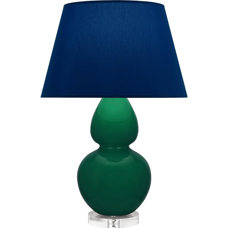 Robert Abbey - JU23N - One Light Table Lamp - Double Gourd - Jungle Glazed Ceramic w/Lucite