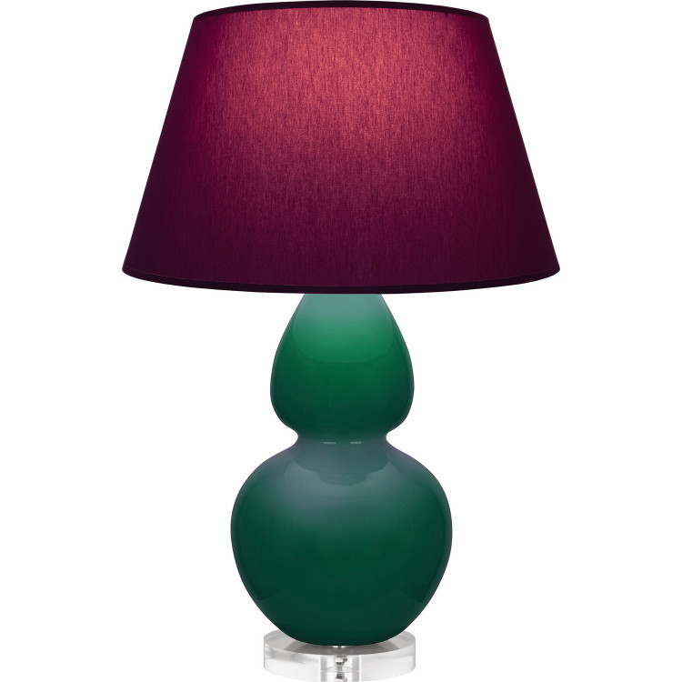 Robert Abbey - JU23P - One Light Table Lamp - Double Gourd - Jungle Glazed Ceramic w/Lucite