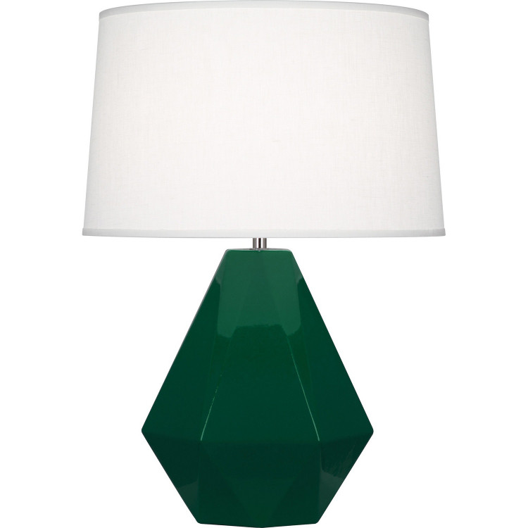 Robert Abbey - JU930 - One Light Table Lamp - Delta - Jungle Glazed Ceramic w/Polished Nickel