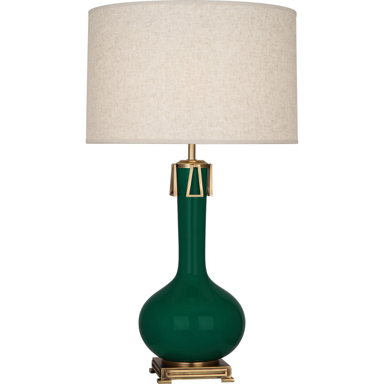 Robert Abbey - JU992 - One Light Table Lamp - Athena - Jungle Glazed Ceramic w/Aged Brass