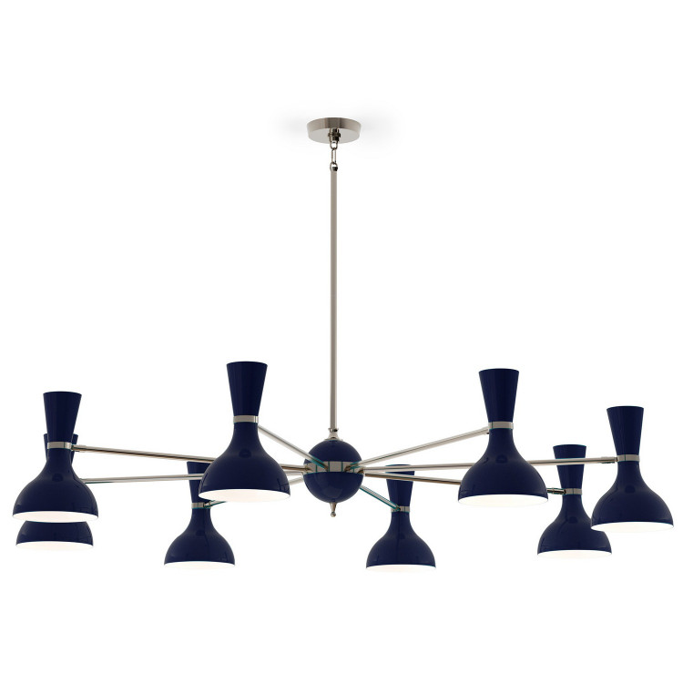 Robert Abbey - MB09MB - Eight Light Chandelier - Clare - Polished Nickel w/Midnight Blue Painted