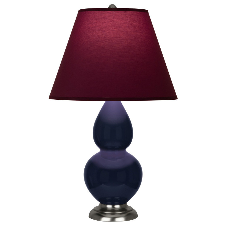 Robert Abbey - MB12P - One Light Accent Lamp - Small Double Gourd - Midnight Blue Glazed Ceramic w/Antique Silver