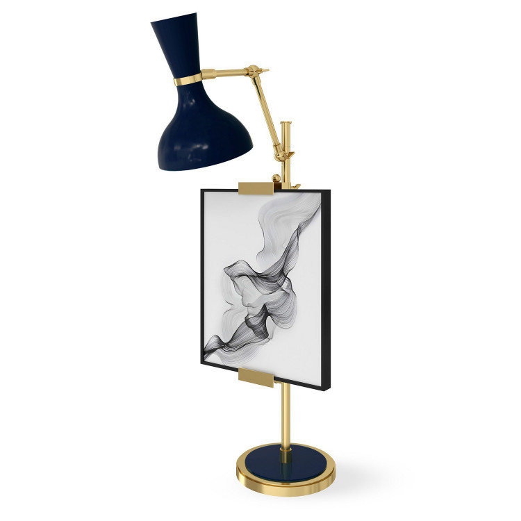 Robert Abbey - MB14MB - One Light Table Easel - Clare - Modern Brass w/Midnight Blue Painted