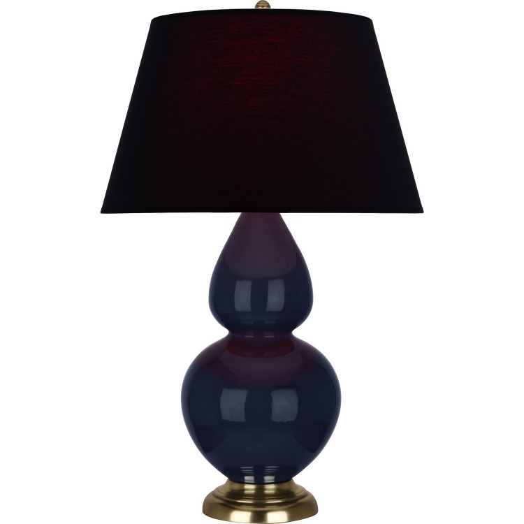 Robert Abbey - MB20K - One Light Table Lamp - Double Gourd - Midnight Blue Glazed Ceramic w/Antique Natural Brass