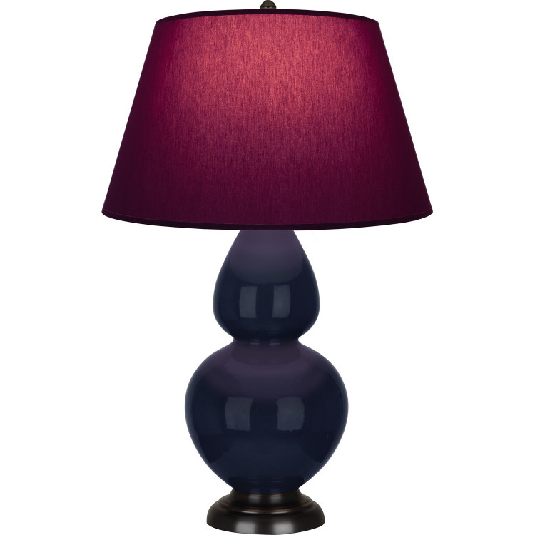 Robert Abbey - MB21P - One Light Table Lamp - Double Gourd - Midnight Blue Glazed Ceramic w/Deep Patina Bronze