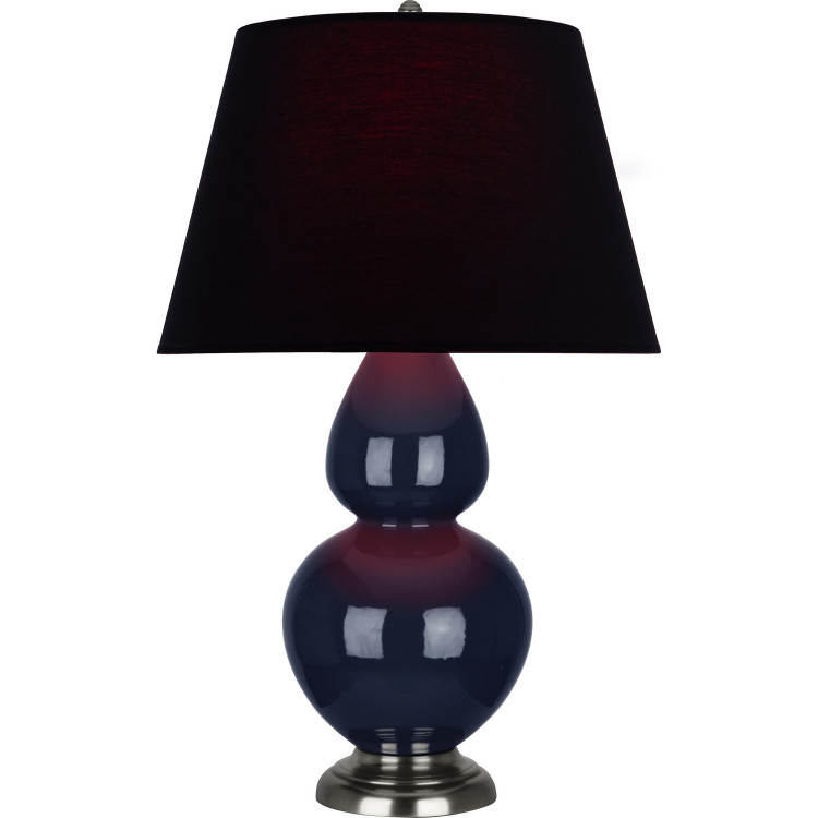 Robert Abbey - MB22K - One Light Table Lamp - Double Gourd - Midnight Blue Glazed Ceramic w/Antique Silver