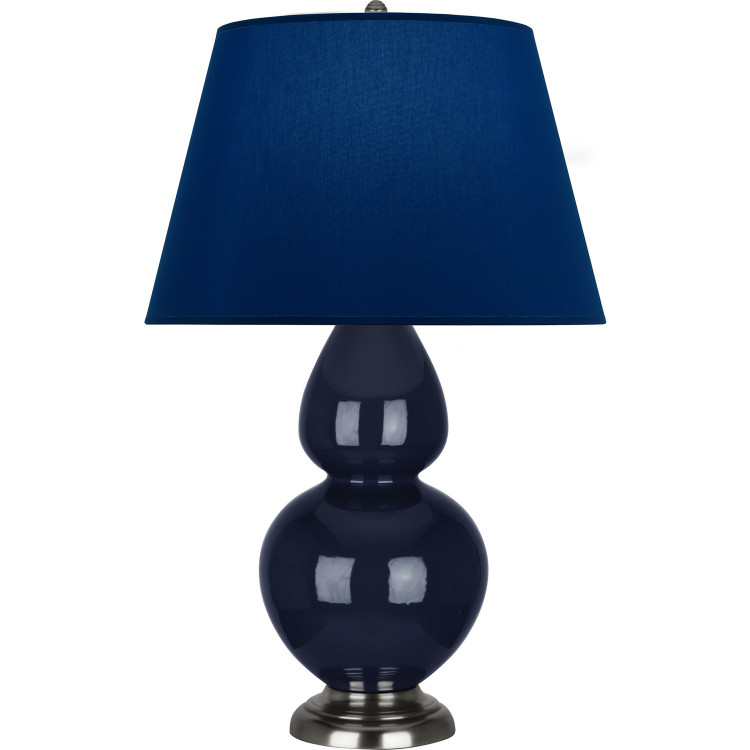 Robert Abbey - MB22N - One Light Table Lamp - Double Gourd - Midnight Blue Glazed Ceramic w/Antique Silver