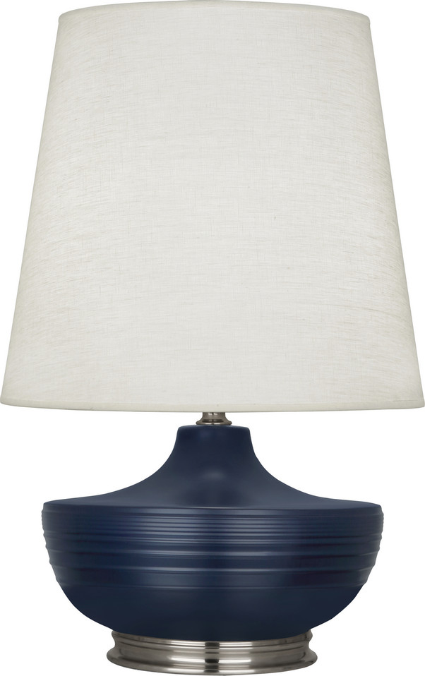 Robert Abbey - MMB23 - One Light Table Lamp - Michael Berman Nolan - Matte Midnight Blue Glazed Ceramic Dark Antique Nickel