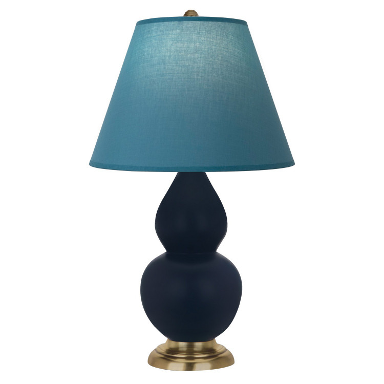 Robert Abbey - MMB50B - One Light Accent Lamp - Small Double Gourd - Matte Midnight Blue Glazed Ceramic w/Antique Natural Brass