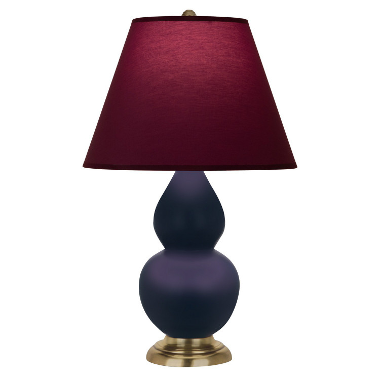 Robert Abbey - MMB50P - One Light Accent Lamp - Small Double Gourd - Matte Midnight Blue Glazed Ceramic w/Antique Natural Brass