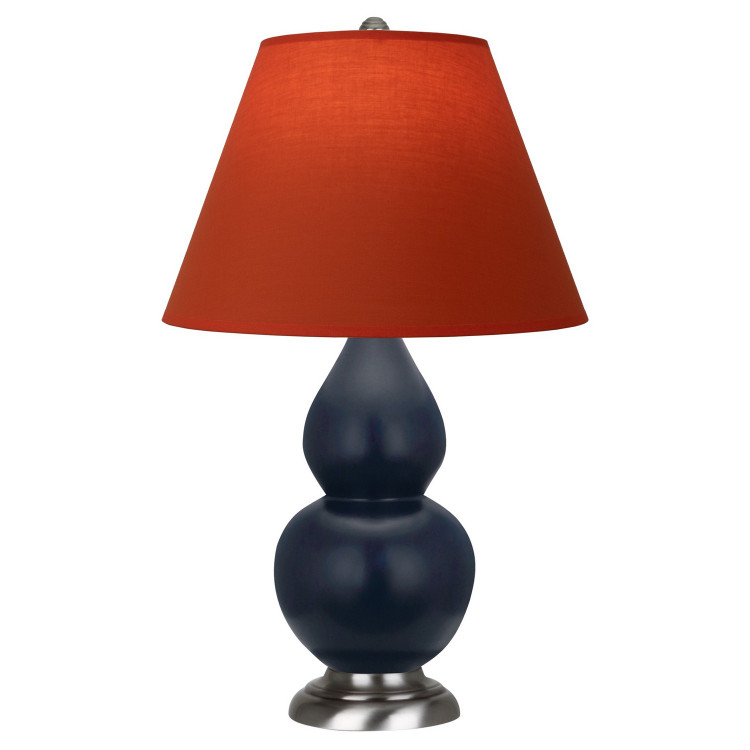 Robert Abbey - MMB52T - One Light Accent Lamp - Small Double Gourd - Matte Midnight Blue Glazed Ceramic w/Antique Silver