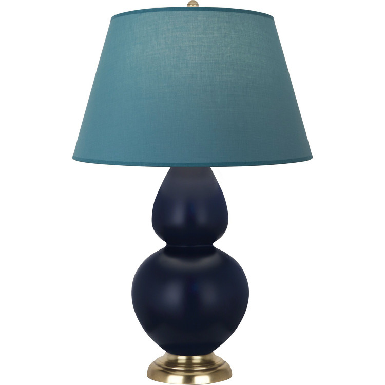 Robert Abbey - MMB55B - One Light Table Lamp - Double Gourd - Matte Midnight Blue Glazed Ceramic w/Antique Natural Brass