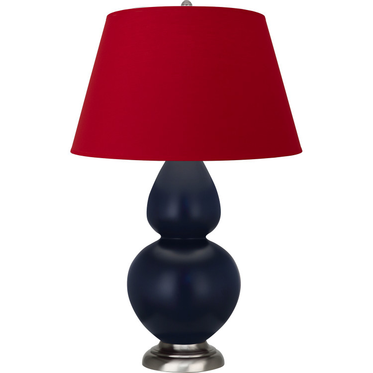 Robert Abbey - MMB59R - One Light Table Lamp - Double Gourd - Matte Midnight Blue Glazed Ceramic w/Antique Silver