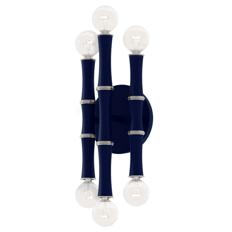 Robert Abbey - MMB76 - Six Light Wall Sconce - Kane - Matte Midnight Blue w/Polished Nickel