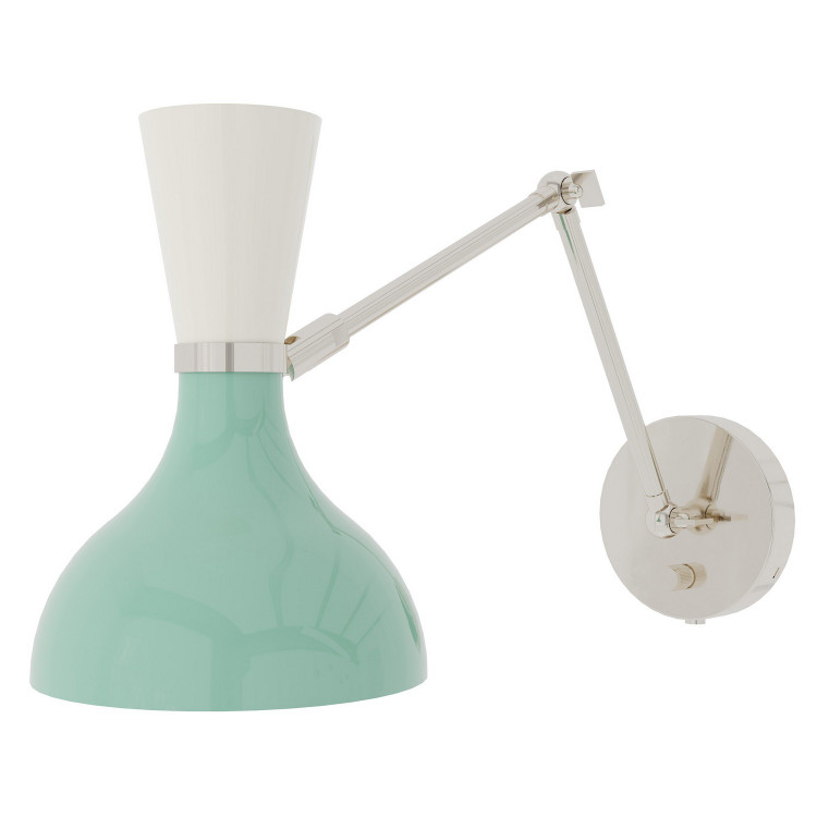 Robert Abbey - MN19LY - One Light Wall Sconce - Clare - Polished Nickel w/Mint Lily Painted