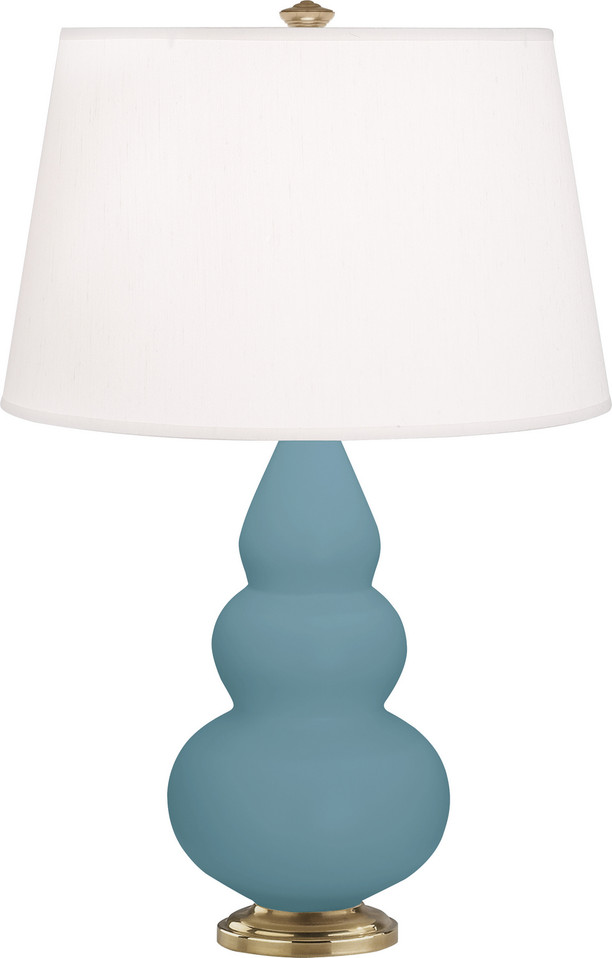 Robert Abbey - MOB30 - One Light Accent Lamp - Small Triple Gourd - Matte Steel Blue Glazed Ceramic w/Antique Natural Brass