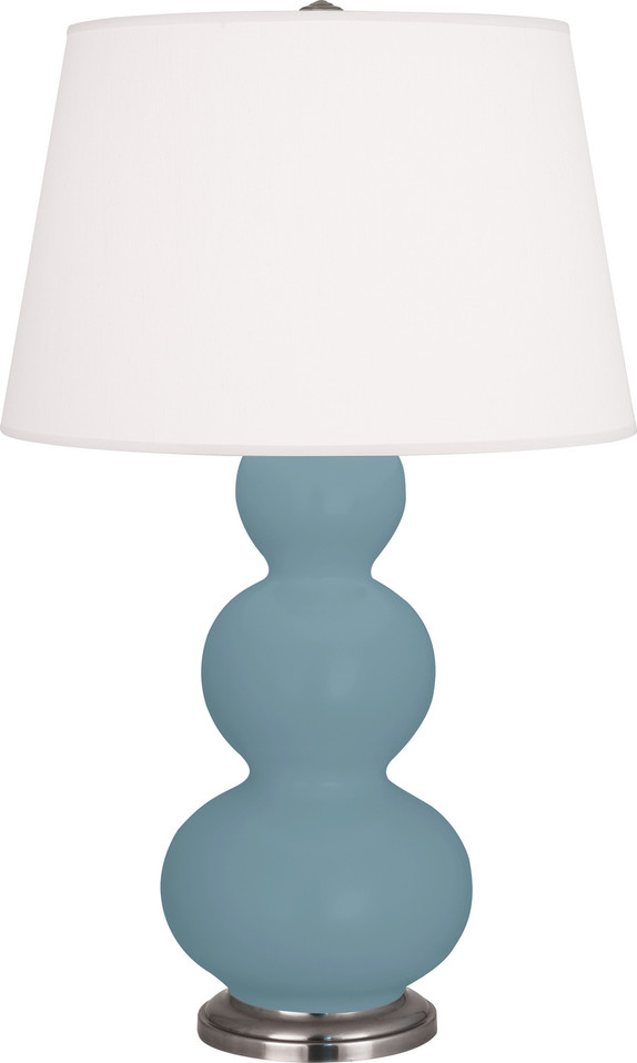 Robert Abbey - MOB42 - One Light Table Lamp - Triple Gourd - Matte Steel Blue Glazed Ceramic w/Antique Silver